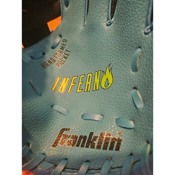 Youth Franklin Baseball Glove Blue and Black Inferno Dura-Bond Lacing - Picture 4 of 8